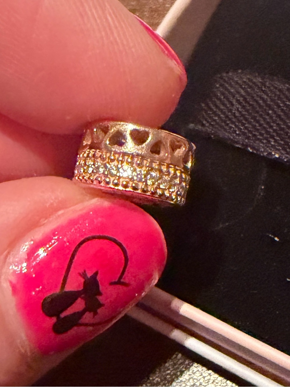 Pandora Gold Heart Cutout Pave Crystal Band